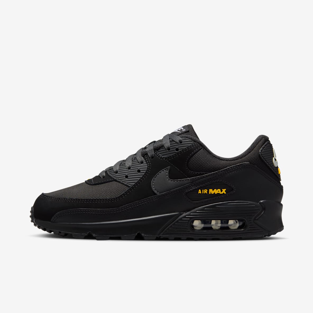 大人気 NIKE AIR MAX 90 \"ALL BLACK\" W25 Nike Air Max 90 Men's Black Low Top Running Shoes, Triple Pack